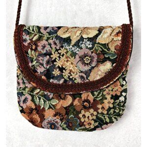 Brocade Purse Clutch Small 6.5"x6.5" Corded Strap Festival Renaissance Hippie